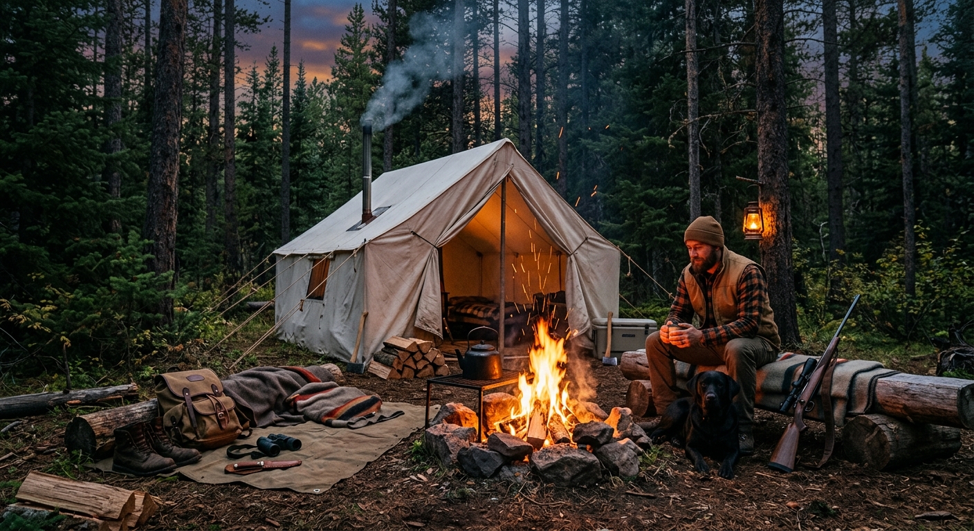 Hunting camp at dusk